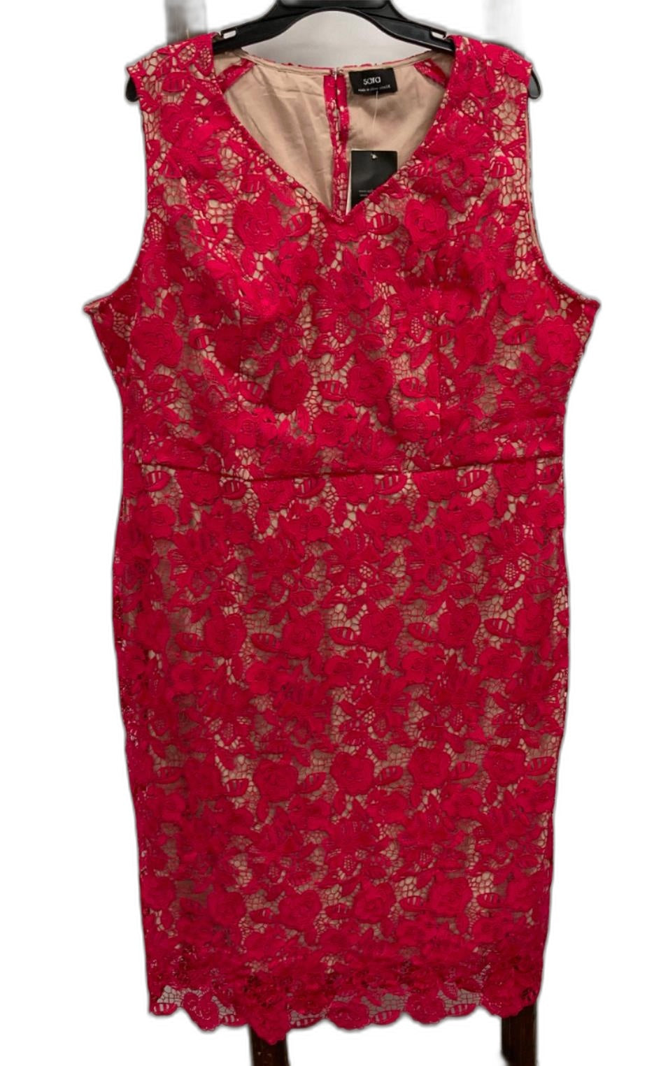 Sara Lace Overlay W/ Lining Sleeveless Raspberry Dress Ladies Sz 24 NEW