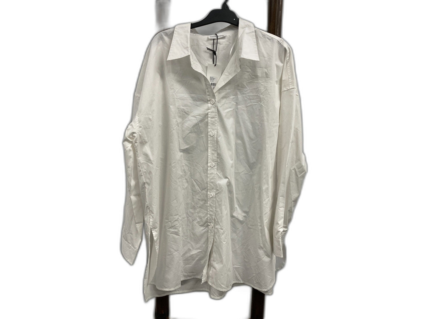 Betty Basic Cleo Shirt 3/4 Sleeves Button Up White Ladies Sz 16 NEW