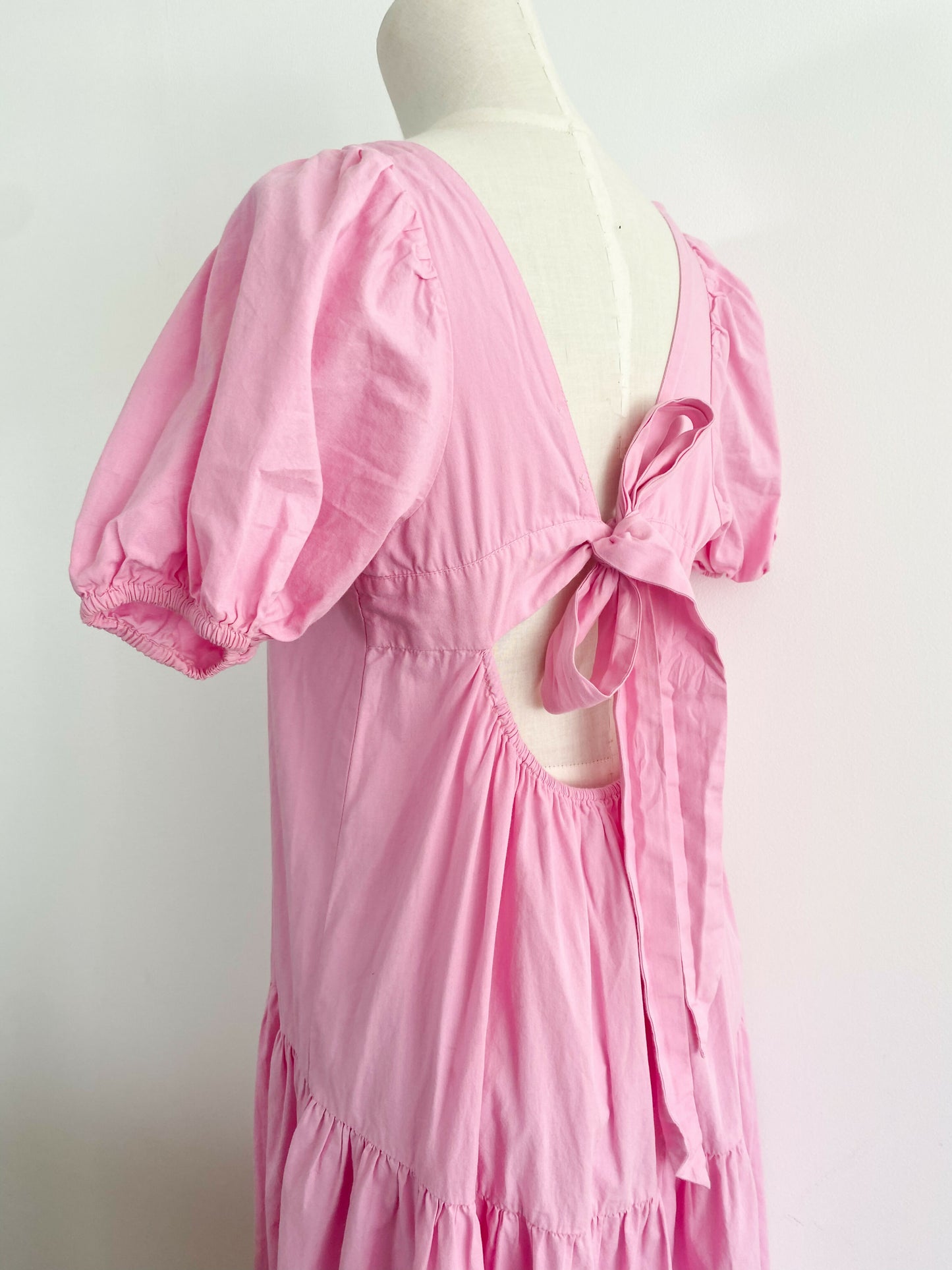 Cotton On Size Medium Light-Pink Tiered Cotton Maxi Dress