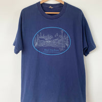 Men's Size L Navy Rita's Tea Room Cotton Print T-Shirt