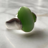 Silver-Tone Green Ring
