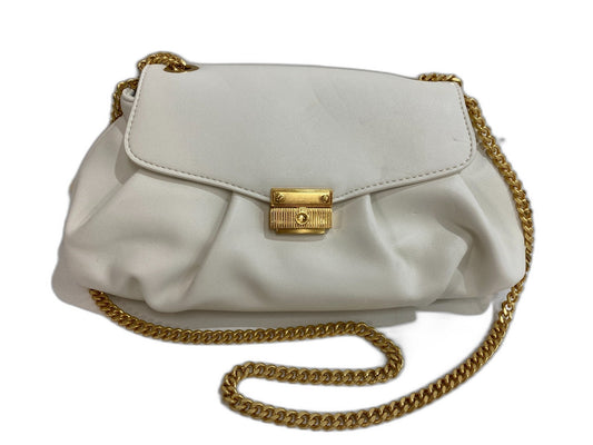 Faux Leather Renata Clutch Bag With Gold-Plated Strap Cream White NEW