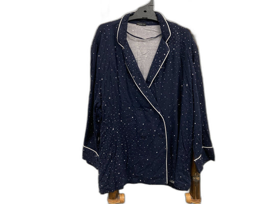 Oysho Double Breast L/Sleeve Pajama Top Stars Navy Ladies Sz M NEW