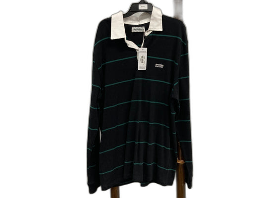 Spencer Project Striped Polo Black W/Green Stripes Mens Sz M NEW