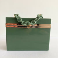 Olive-Green Perspex Box Clutch