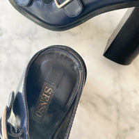 Women's Senso Size 38 Navy Leather Sandals