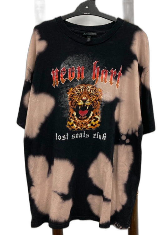 Neon Hart Cheetah Tie Dye S/S T-Shirt Dress Black Ladies Sz Xs/S NEW