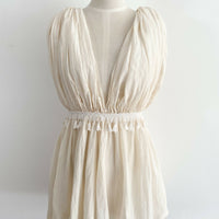 Size Medium Tassel-Trimmed Cream Top