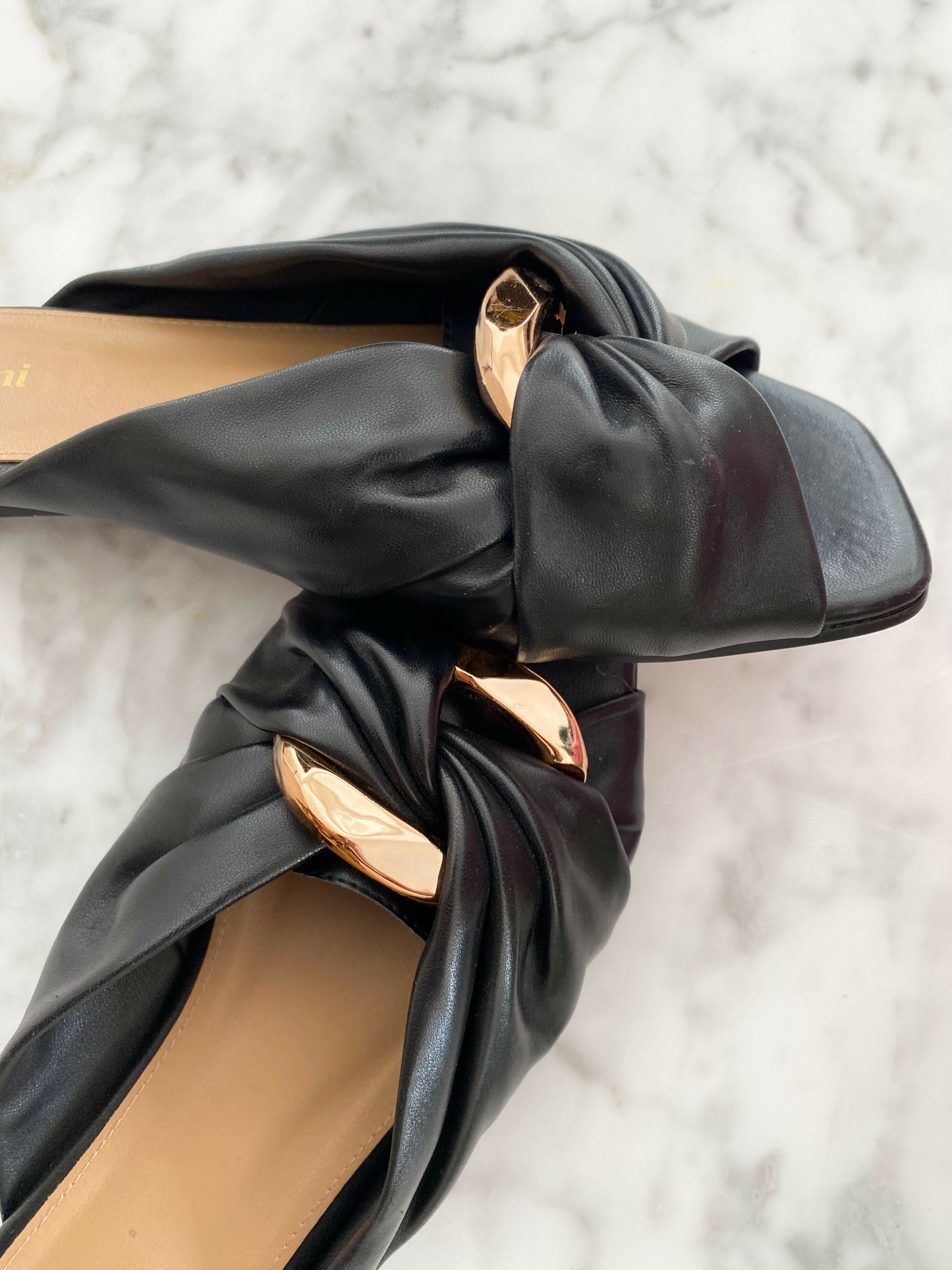 Mollini Size 39 Liberti Embellished Faux Leather Slides