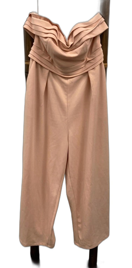 Showpo Up Ahead Strapless Jumpsuit Beige Ladies Sz Xl (14) NEW