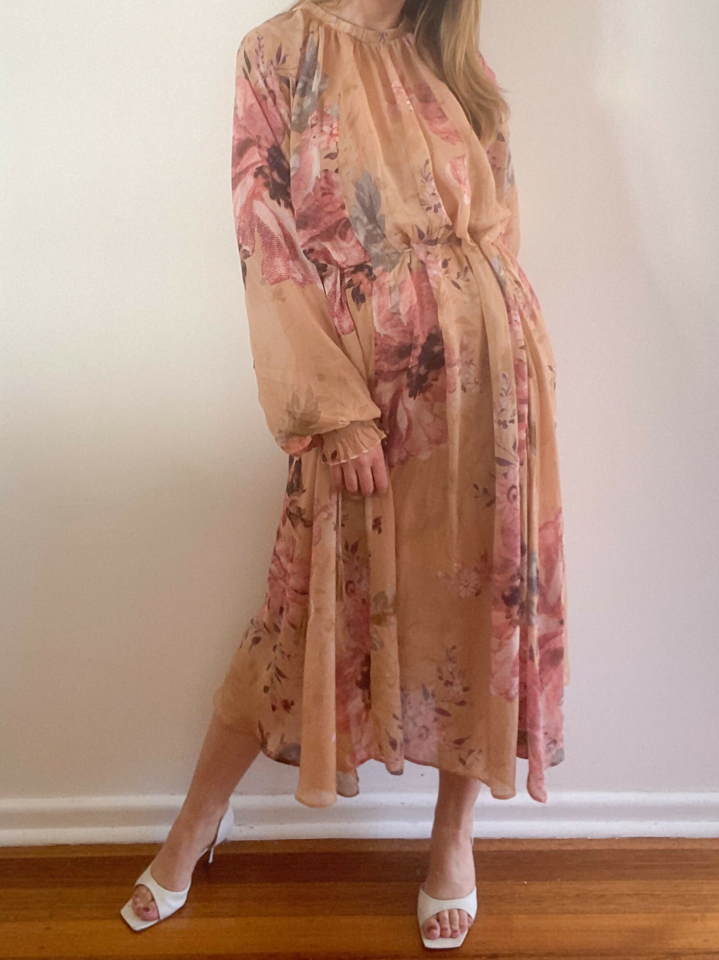 Fate +Becker Size 16 Gathered Floral-Print Midi Dress