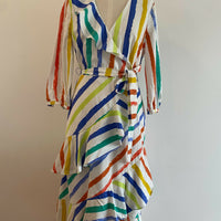 Women's Wayne Cooper Size 10 Striped Ruffled Dress