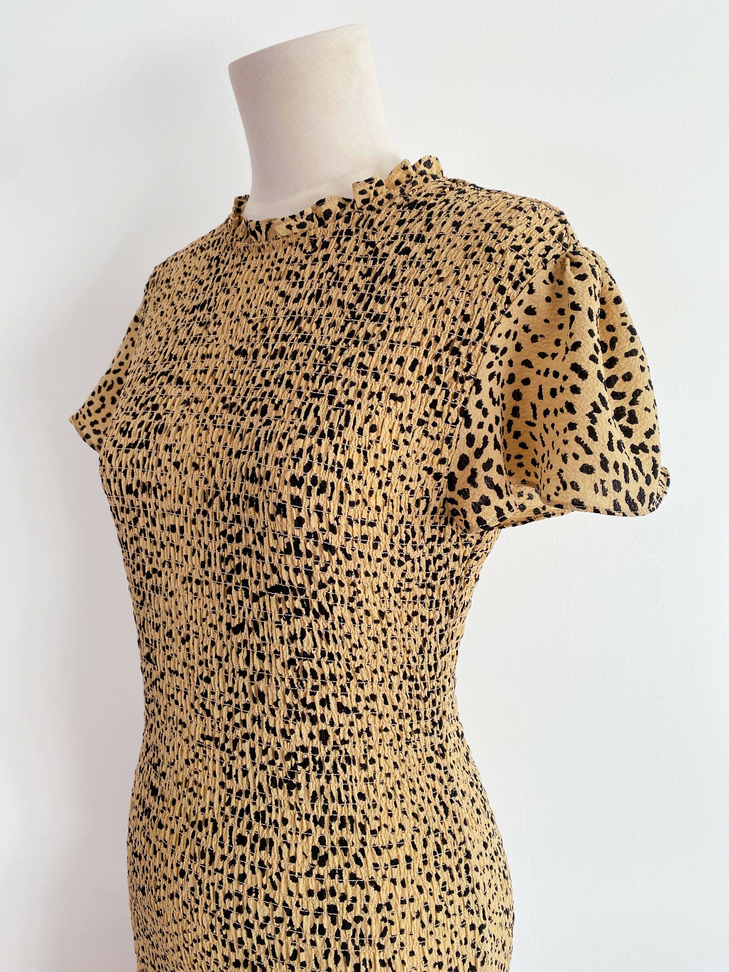 Seed Heritage Size 8 Ruched Animal-Print Mini Dress