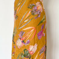 Gorman Size 12 Linen Floral-Print Midi Skirt