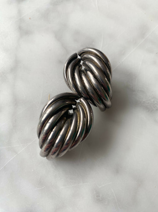 Silver-Tone Clip-On Knot Earrings