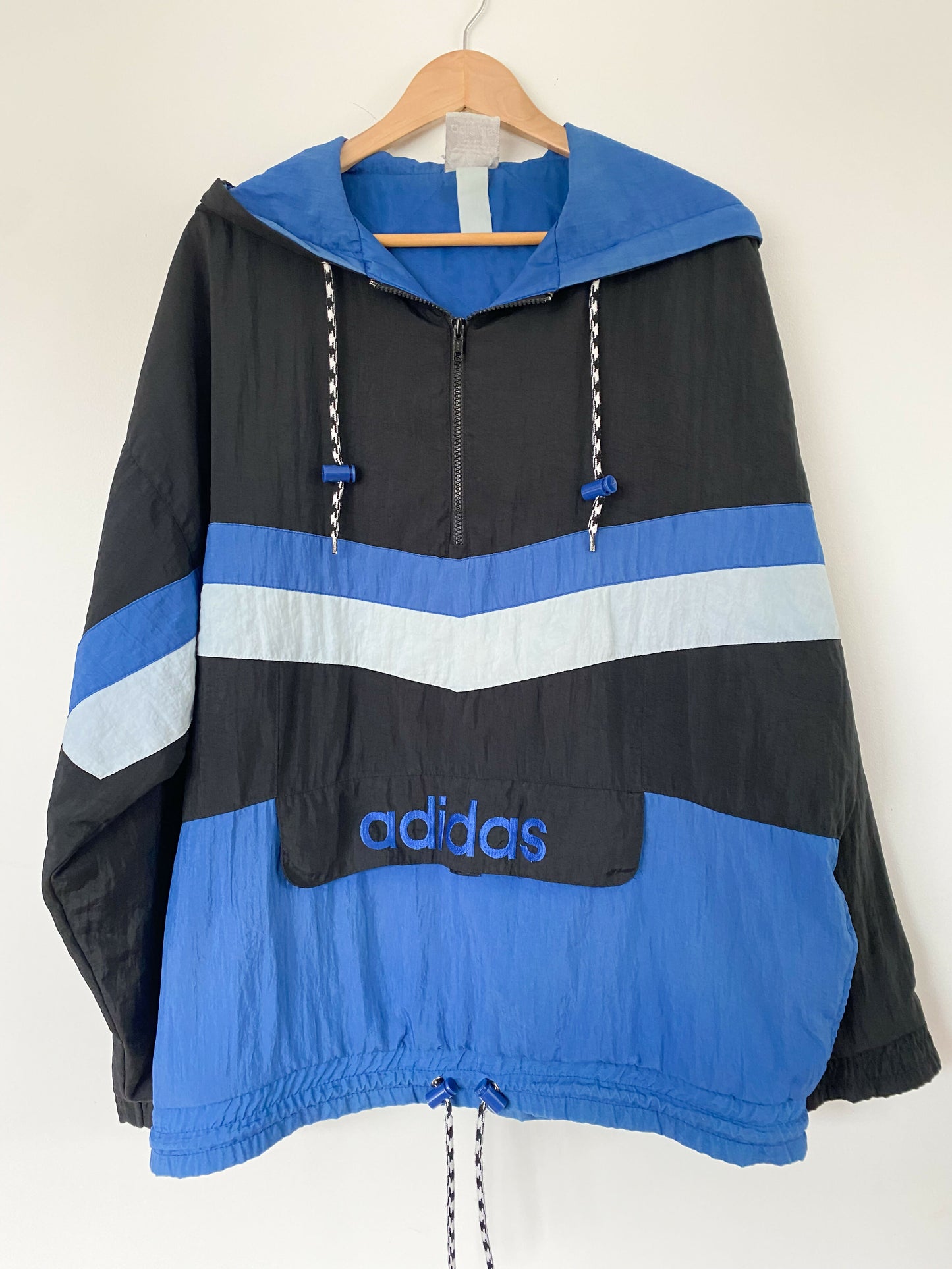 Men's Adidas Blue and Black Hooded Sweatshirt