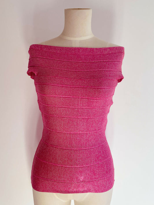 Panelled Off-The-Shoulder Pink Bandage Top