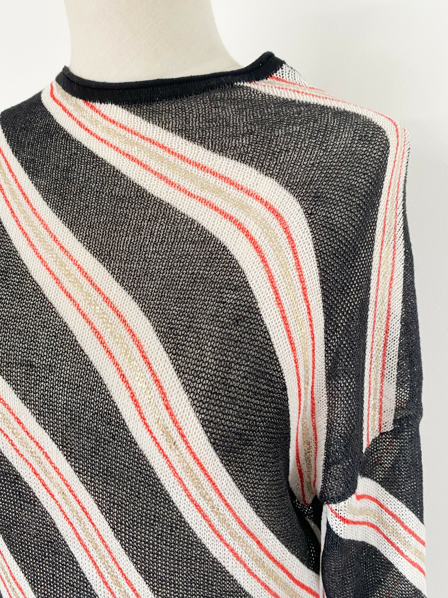 sass and bide Size S Sheer Striped Linen-Blend Top