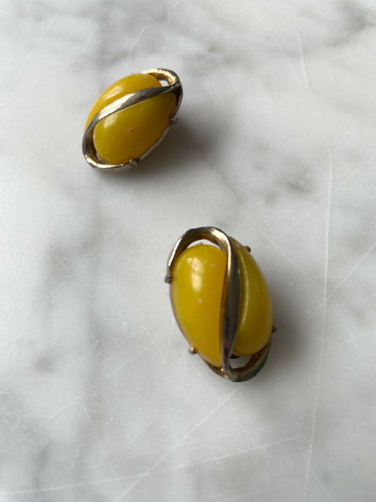 Gold-Tone and Resin Clip-On Earrings