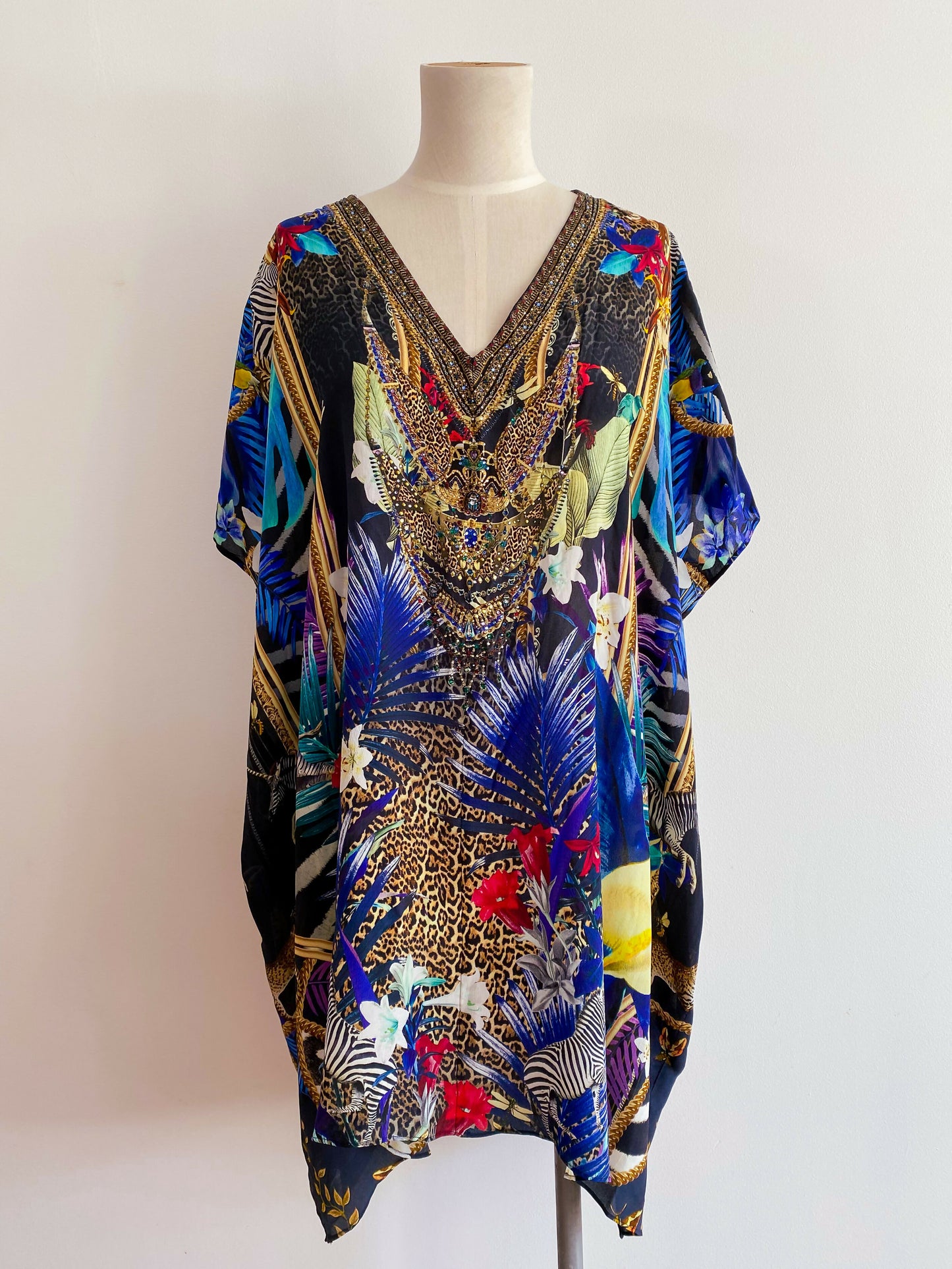 Camilla One Size Embellished Multicolour Kaftan