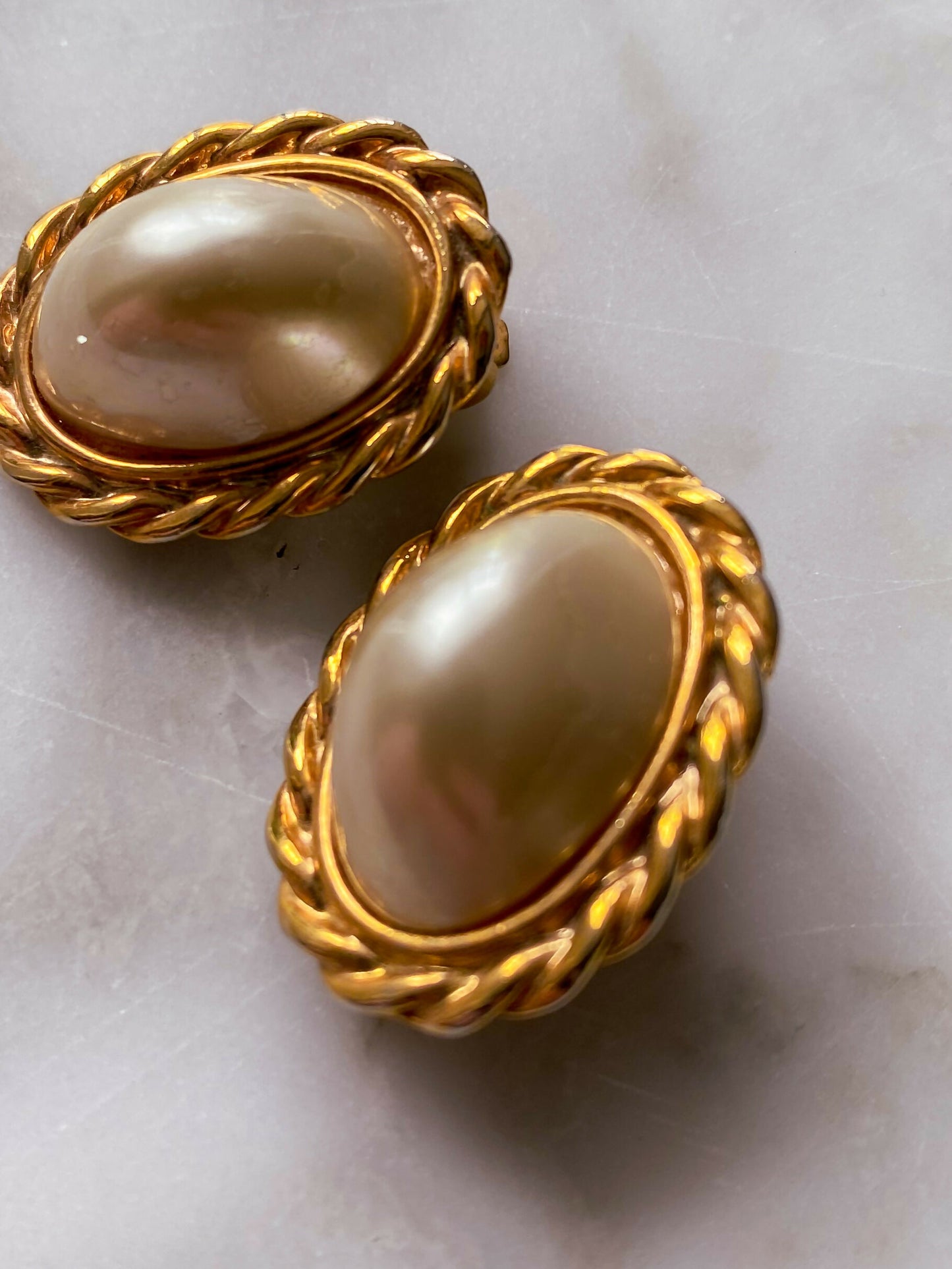 Gold-Tone Faux Pearl Clip-On Earrings