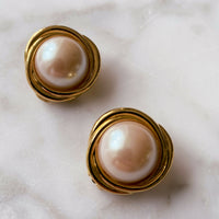 Gold-Tone Faux Pearl Clip-On Earrings