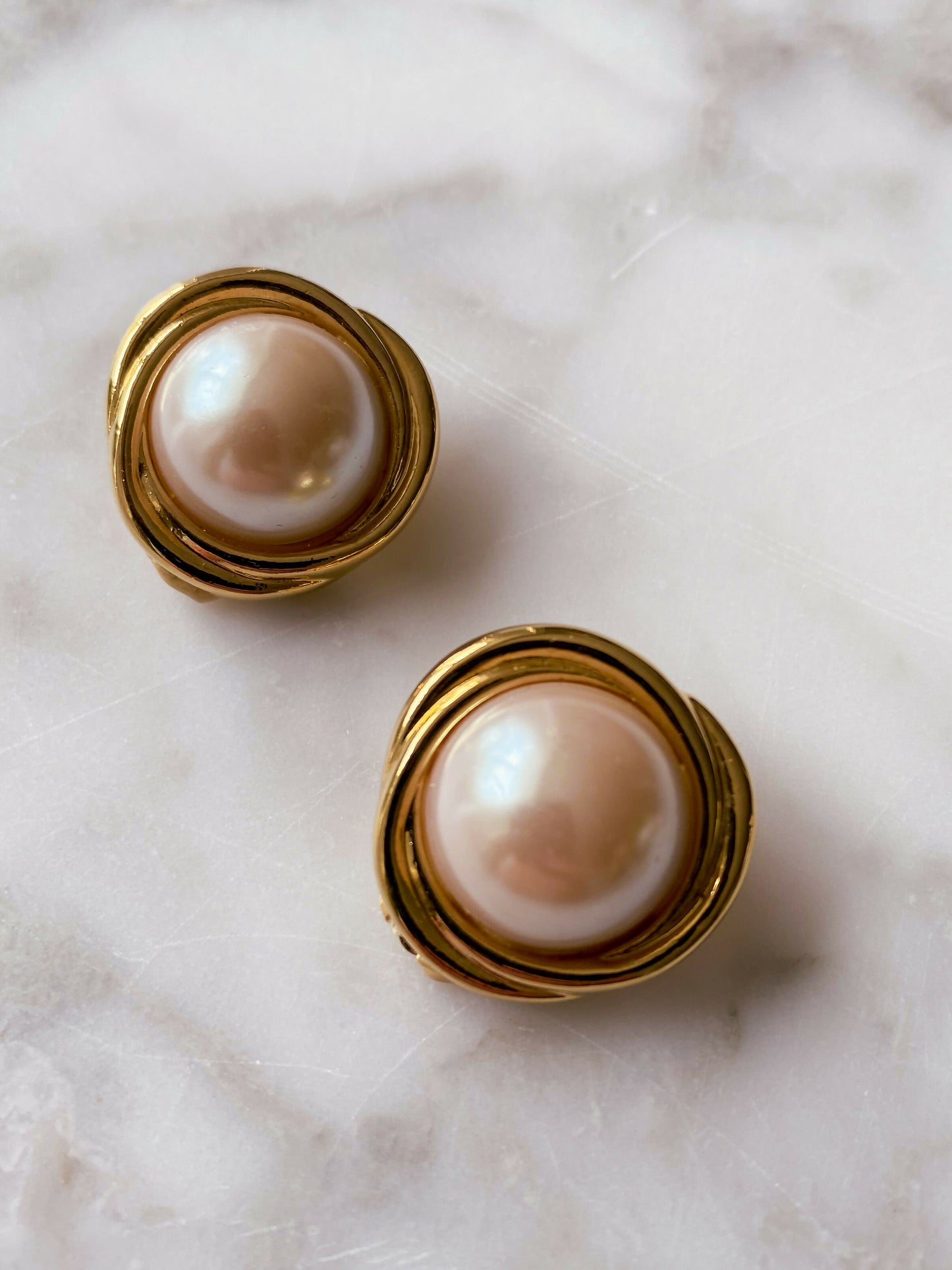 Gold-Tone Faux Pearl Clip-On Earrings