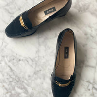 Bally Size 41 Women's Black Leather and Velvet Loafers