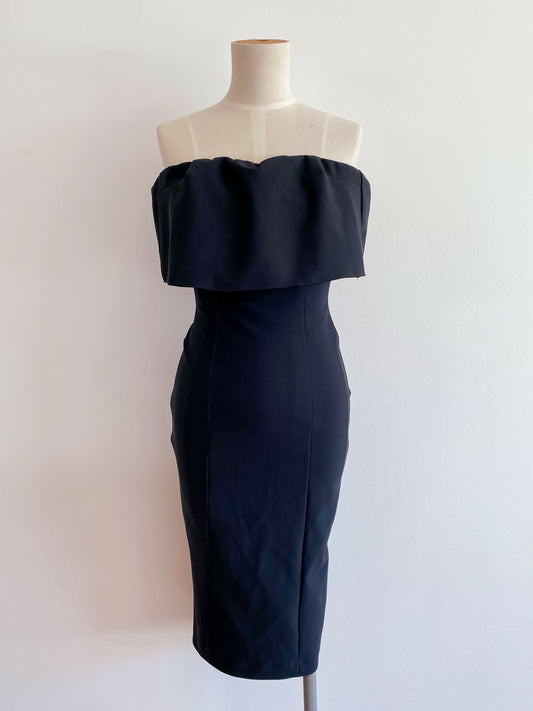 Kookai Size 6 Off-The-Shoulder Black Midi Dress