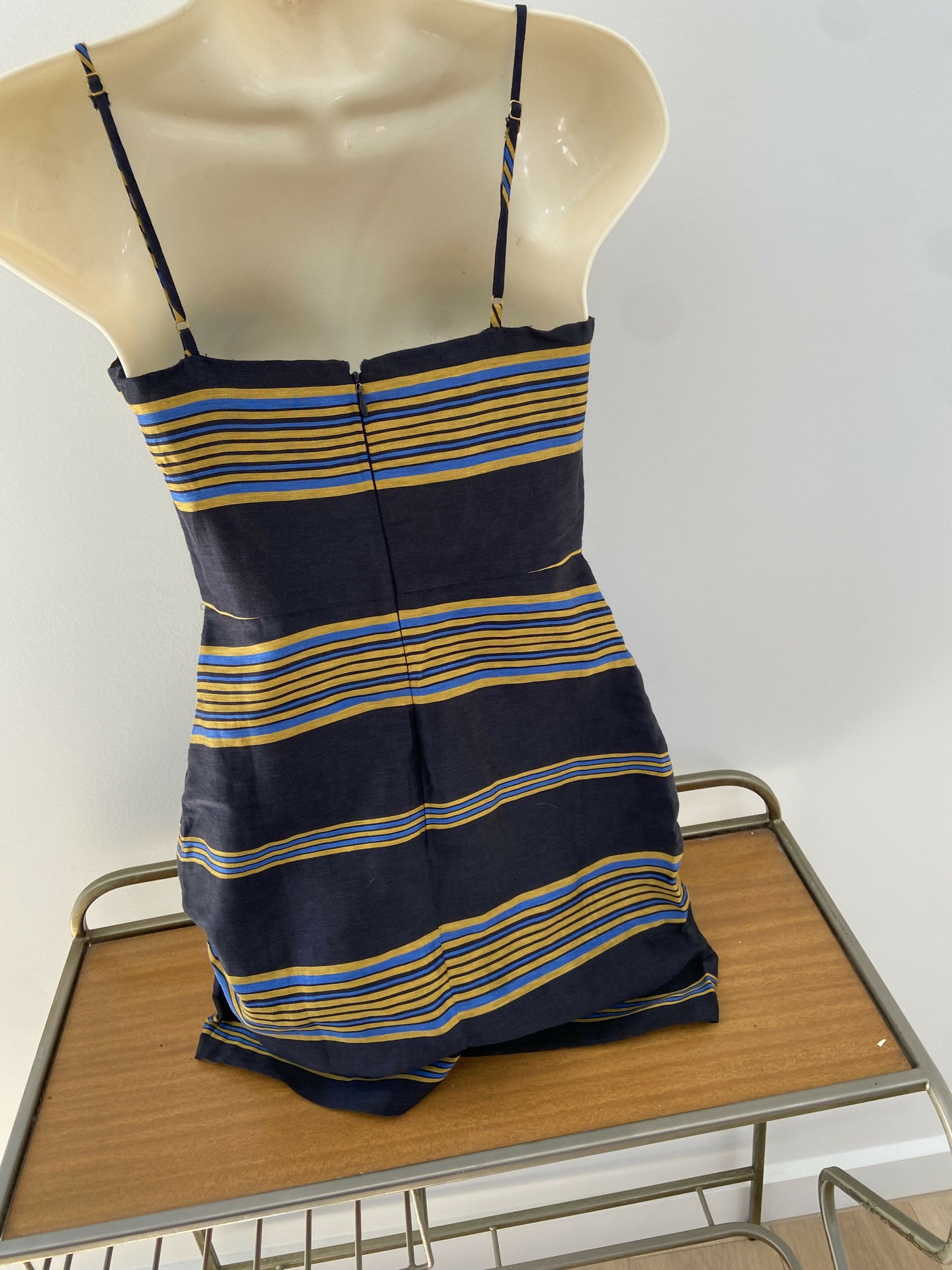 Third Form Navy And Gold Stripe Parallel Mini Dress Size 2 / 6 - 8