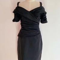 Geoff Bade Melbourne Size 10 Ruched Black Dress