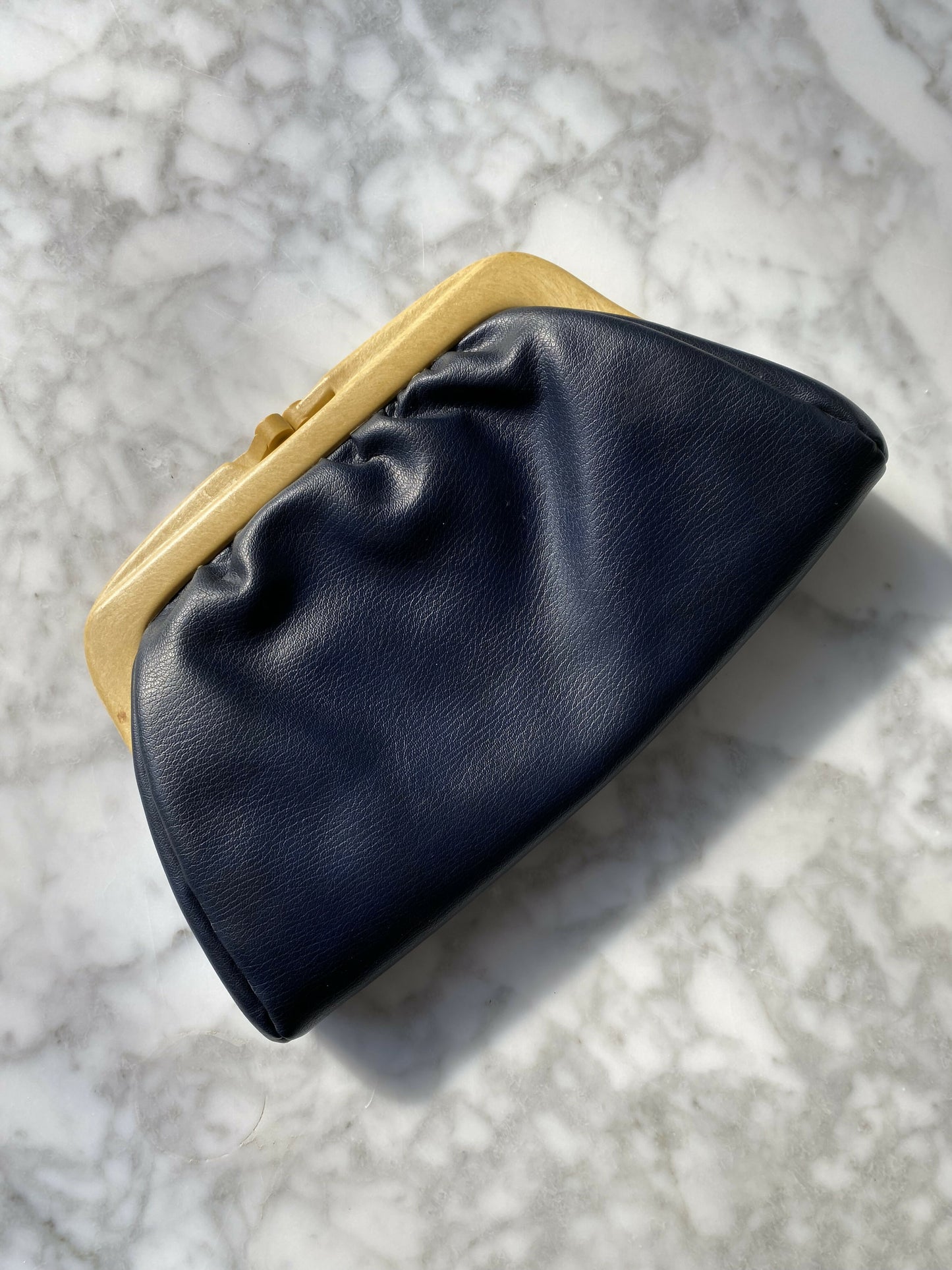 Lanza Navy Faux Leather Clutch