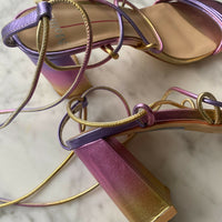Women's Mollini Maiza Size 39 Rainbow Metallic Leather Heels
