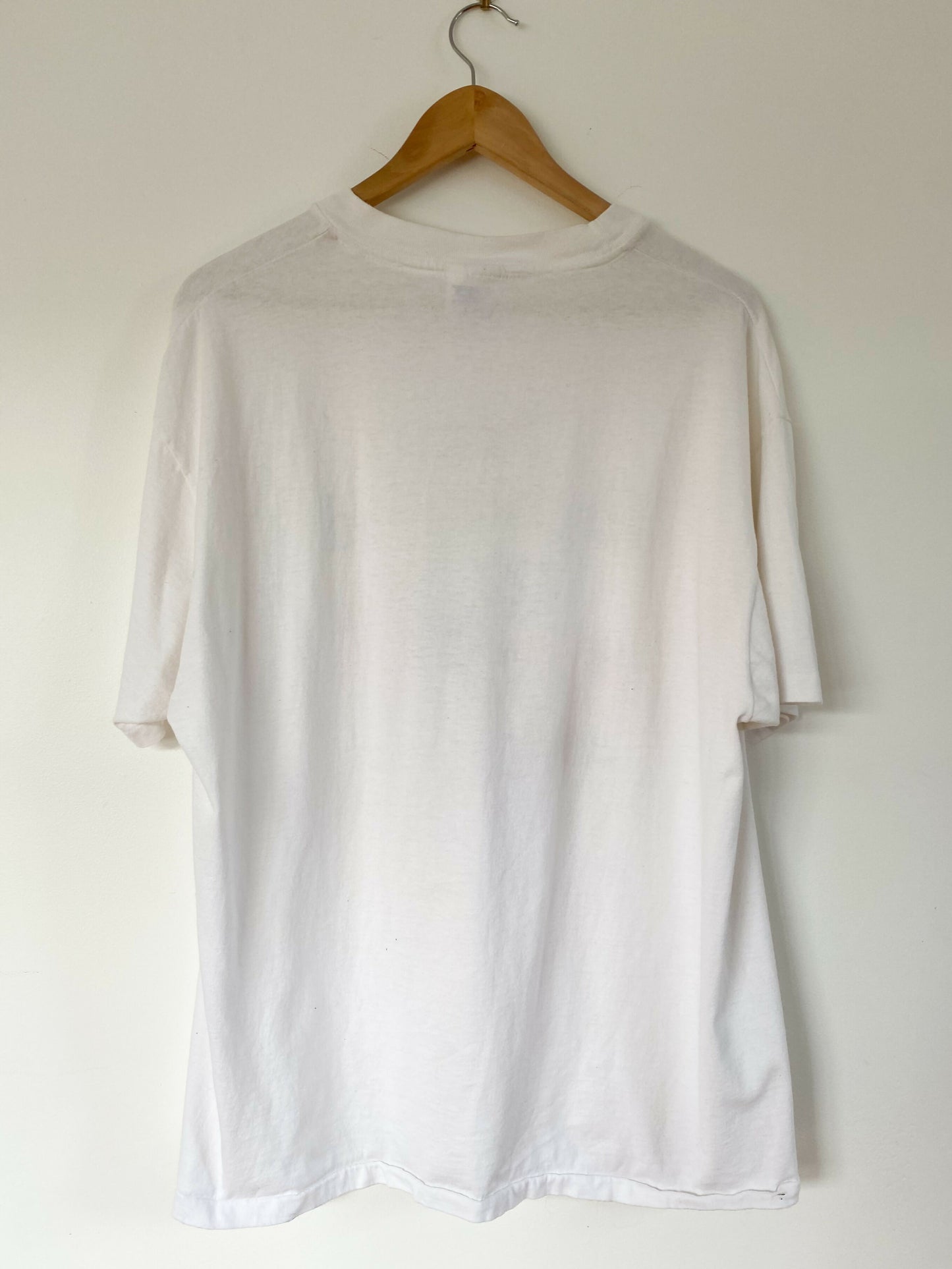 Men's Vintage Size XL White Cotton Print T-Shirt