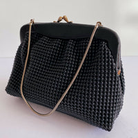 Embellished Black Leather-Trimmed Bag