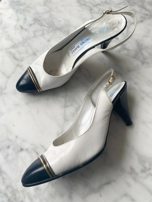 Bruno Magli Size 39 Two-Tone Slingback Pumps