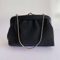 Embellished Black Leather-Trimmed Bag