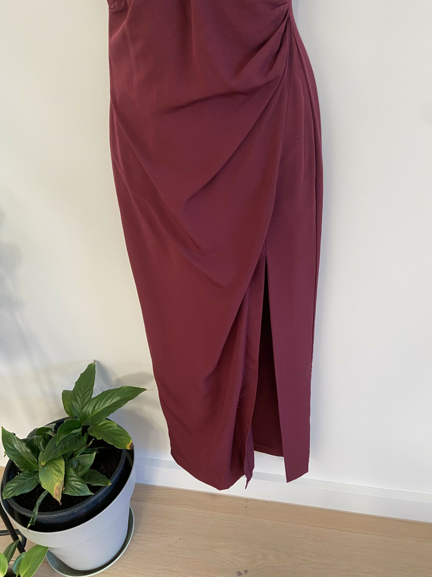 Bardot Size 8 XS Burgundy Red Slip Evening Cocktail Dress With Leg Split