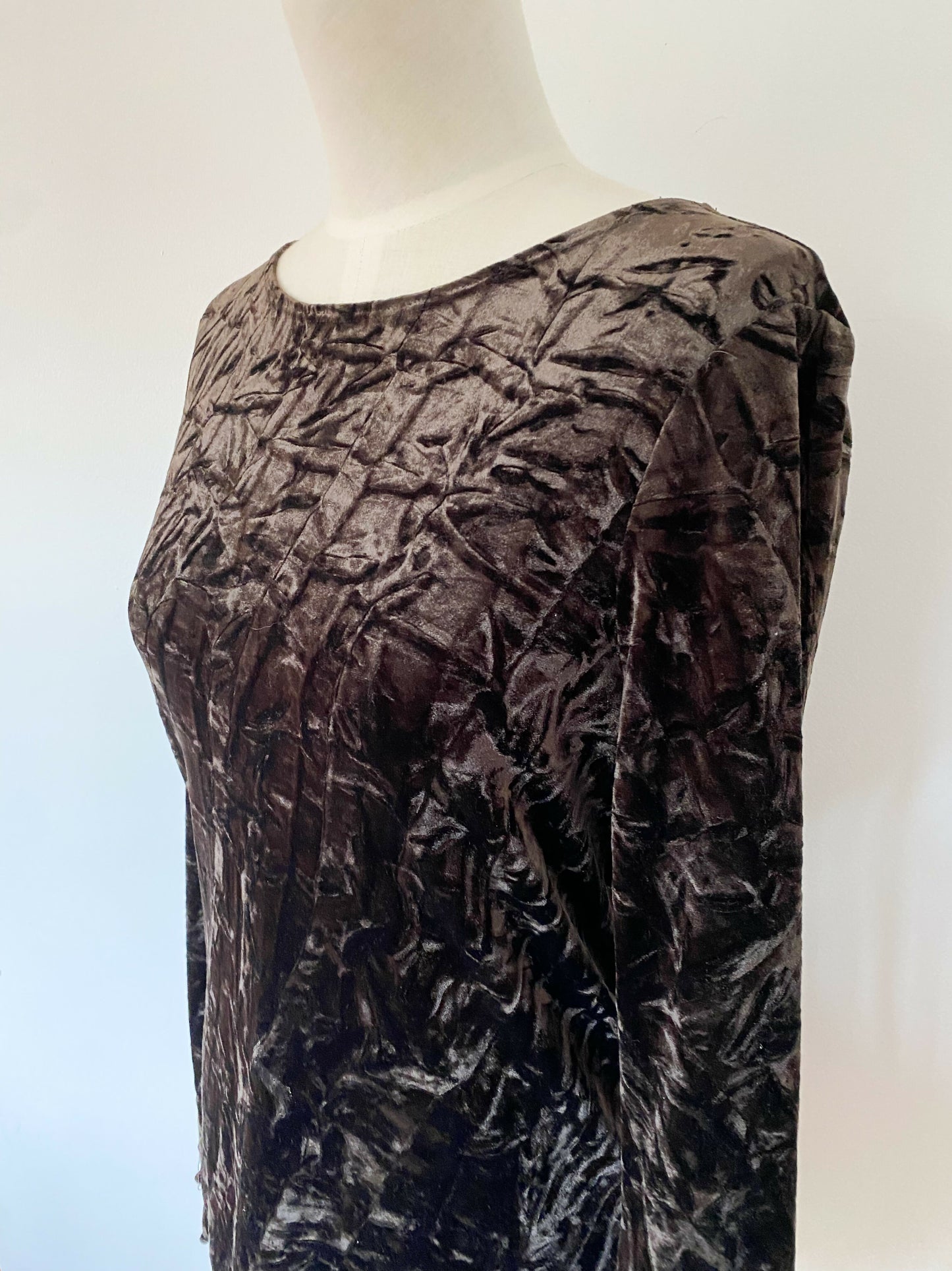 Vintage Simone Turpin Size 8 Brown Crushed Velvet Top