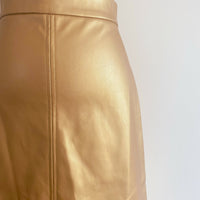 Orange Sherbet Size 8 Gold Faux Leather Pencil Skirt