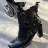 Crosswalk Size 40 Black Patent-Leather Ankle Boots