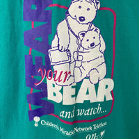 Men's Size L Vintage Wear Your Bear Aqua Cotton T-Shirt