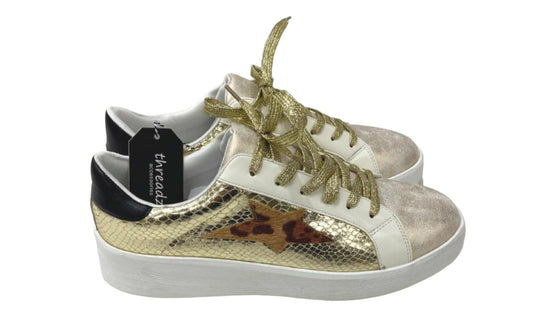 Threadz Gold Metallic Star White Sneakers Ladies Various Sizes NEW