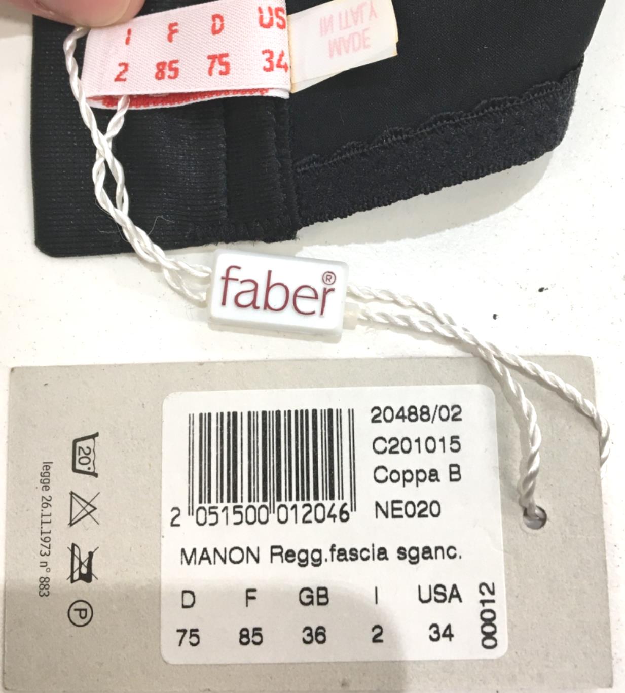 Faber Couture Manon Made in Italy Strapless Bra Black Underwire S/34b NEW