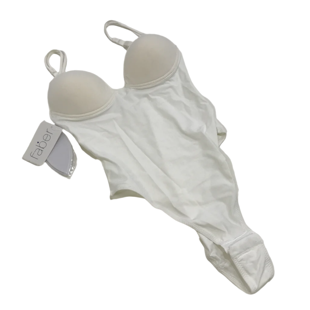 Faber Italy White Opaque Bodysuit B Cup Adjustable Straps Ladies Sz I1 /US32 NEW