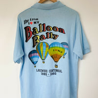 Men's Size XL Vintage 1993 Balloon Rally Blue Cotton-Blend Polo T-Shirt