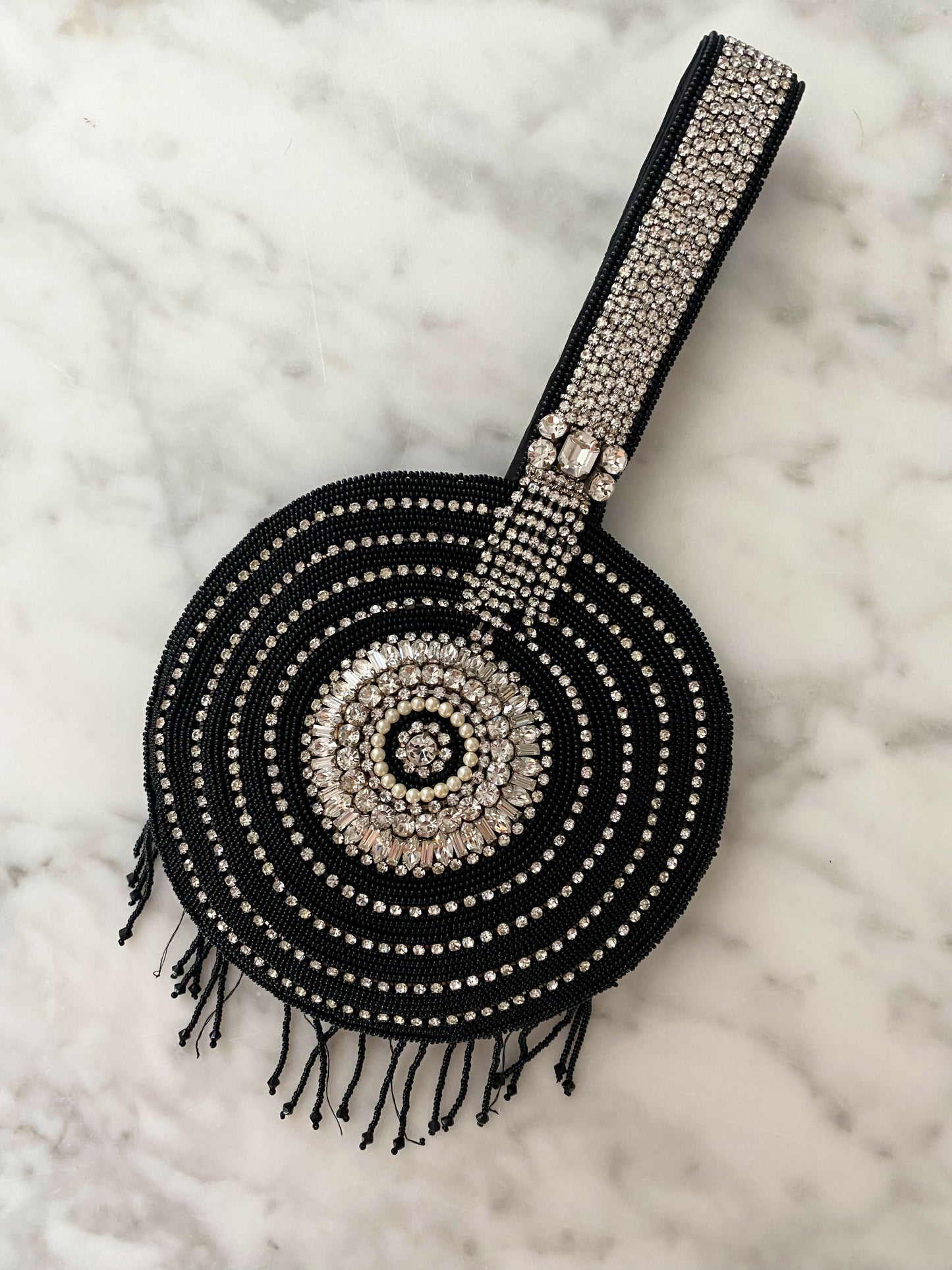 Mosaic Journeys Black Diamante Clutch