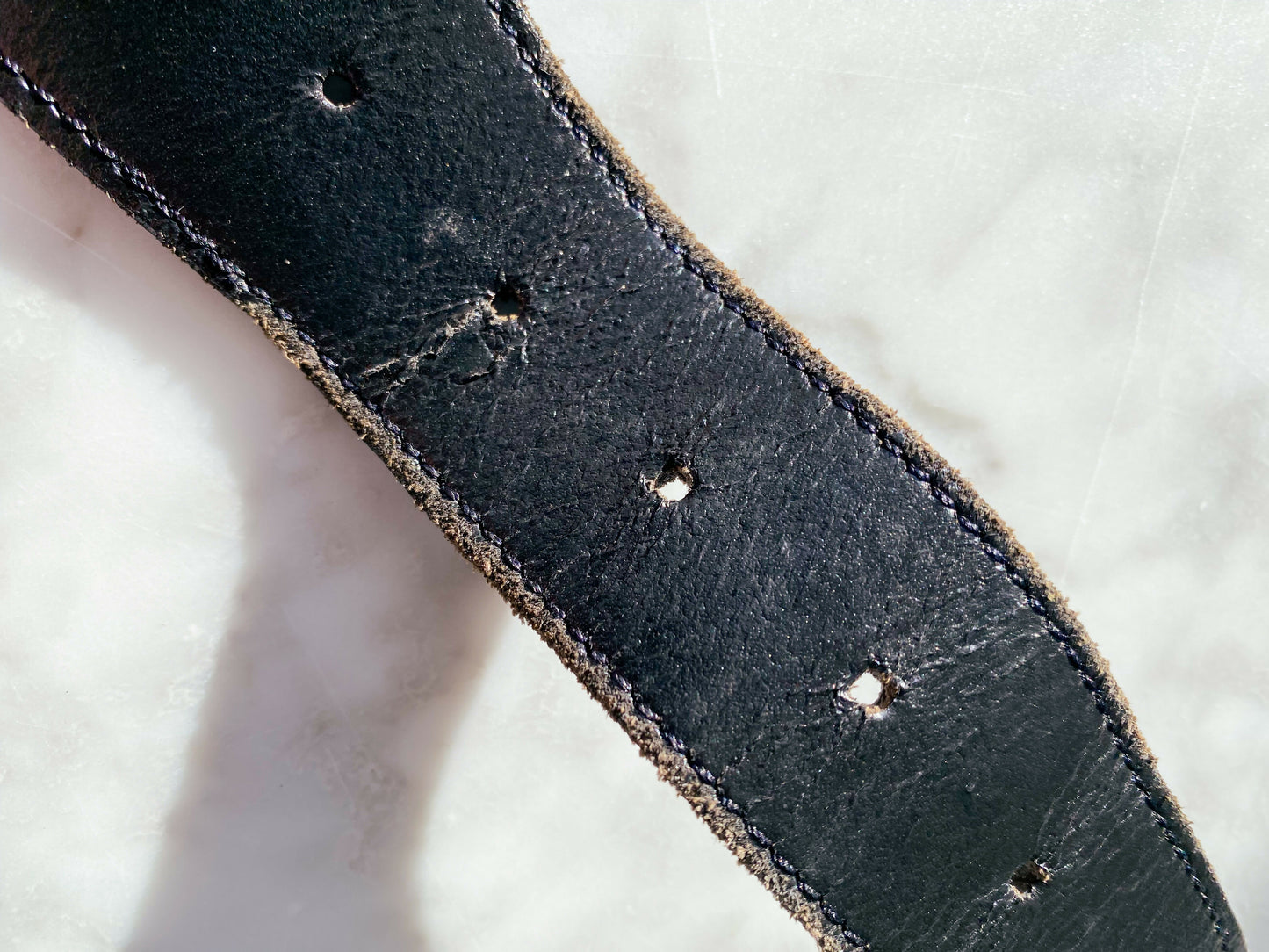 Twisted Black Leather Embellished Belt