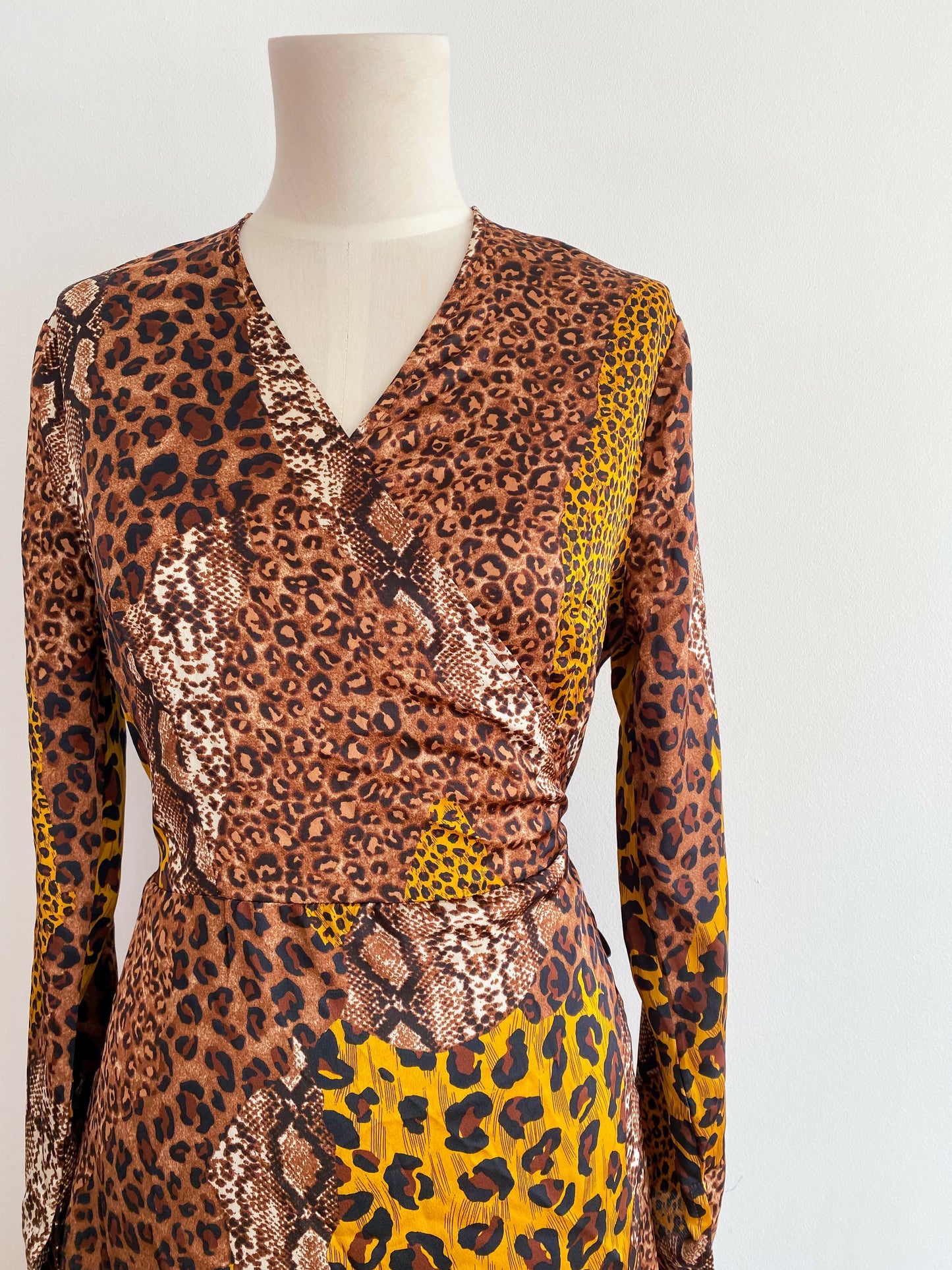 Girls in Mind Size 12 Animal-Print Wrap Dress