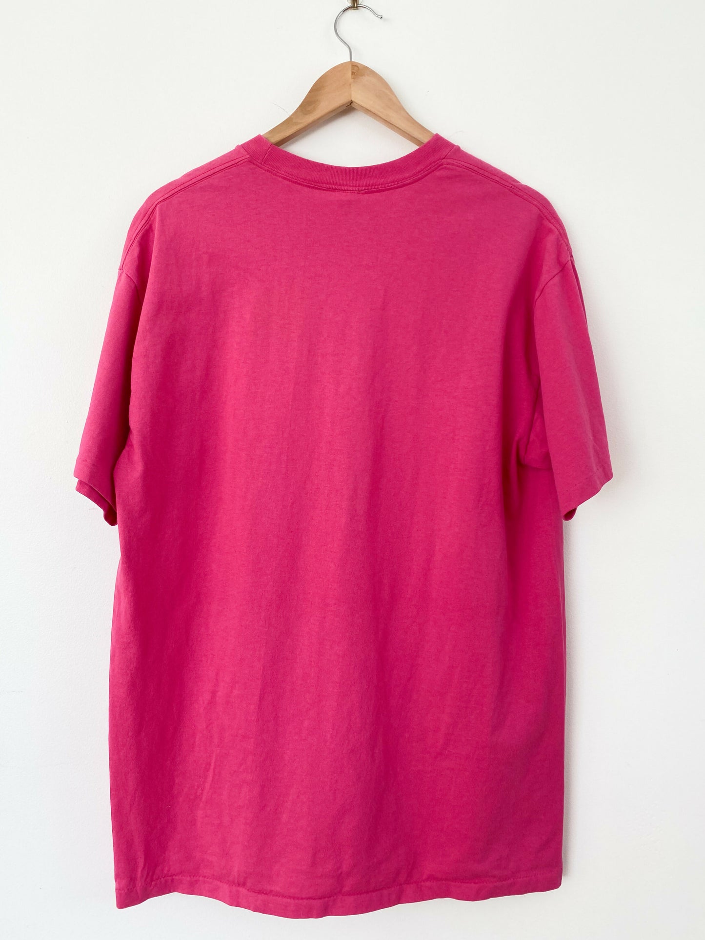 Men's Size XL Vintage Wanted Ad Pink Cotton T-Shirt